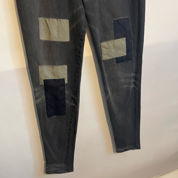 Abercrombie and Fitch Denim Jeans Super Skinny Black Patchwork Distressed 31x30 - Picture 3 of 7